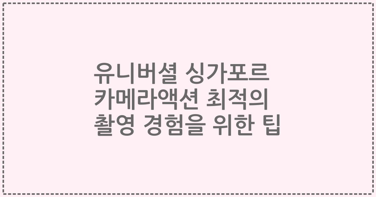 유니버셜 싱가포르 카메라액션 최적의 촬영 경험을 위한 팁